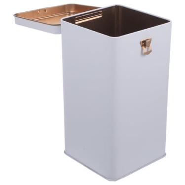 Imagem de Amosfun Latas De Metal Para Chá E Doces, Biscoitos Soltos Com Tampas, Recipiente Cozinha, Pote Hermético, Biscoitos, Lata, Folha Flandres Branca, Quadrada