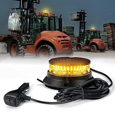 Imagem de Xprite Farol Rotativo Led, Luzes Estroboscópicas Superbrilhantes De 4,5 Polegadas Para Empilhadeira Com Base Magnética Caminhões Construção 12-24 V, Carros Patrulha, Tratores, Carrinhos Golfe - Âmba