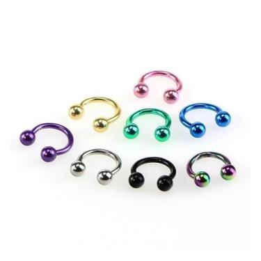 Imagem de Kit 8 Piercing Septo Ferradura Nariz Aço 8 Mm Dourado Preto - Geral