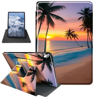 Imagem de Capa para iPad Air 11 polegadas M2 (2024)/iPad Air 6ª/5ª/4ª geração (2024/2022/2020) 10,9 polegadas pôr do sol praia palmeiras tema 360 graus com suporte giratório 360 graus capa protetora com