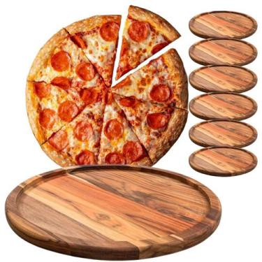 Imagem de Kit 6 Tábuas Suportes De Madeira 20Cm Para Cortar E Servir Pizzas - Br