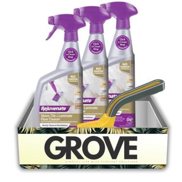 Imagem de 3 limpadores de piso laminado rejuvenescedor, pacote de líquidos de 946 ml com escova de limpeza – Remove sujeira e manchas do solo de pisos de pedra, azulejo e laminado com brilho sem riscos