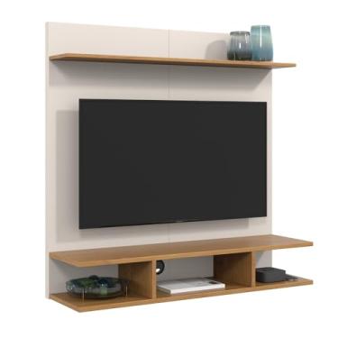 Imagem de Painel Para TV 32 Polegadas Suspenso Com Prateleira Nicho Onix - Off White/Freijó