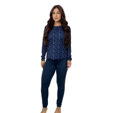 Imagem de Pijama Feminino Estampado Confortável Suede Canelado Inverno Conforto 
