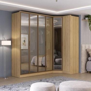 Imagem de Guarda Roupa Modulado 2,40m Portas Reflecta c/ Led 100% MDF - Mambel Q