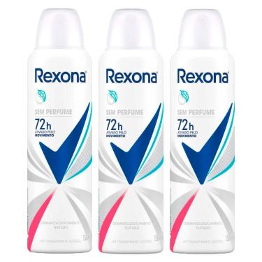 Imagem de Kit 3 Desodorante Rexona Sem Perfume Aerosol Antitranspirante 72h 150ml