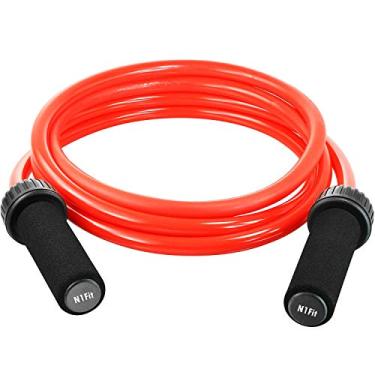 Imagem de Corda de pular ponderada – (0,7 kg) PVC sólido 12 mm de diâmetro para crossfit e boxe - Corda de pular pesada com memória, alças de espuma acolchoadas antiderrapantes para exercícios de fitness,