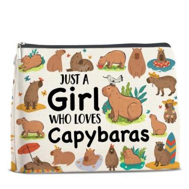 Imagem de Bolsa de maquiagem UPNEGE Capybara Presentes para amantes de capivara