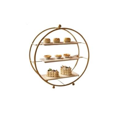 Imagem de Suporte de bolo luxuoso suporte de bolo dourado para sobremesa de casamento prato de lanche de chá da tarde bandeja de bolo multifuncional para chá prato de servir prato de bolo doces cupcake