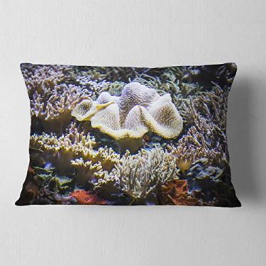 Imagem de Designart Linda manta lombar com paisagem de peixe para sala de estar, sofá, almofada + capa de almofada impressa em ambos os lados 30,5 x 50,8 cm