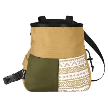 Imagem de Aymzbd Bolsa de Giz para Escalada, Cinto Ajustável, Bolsa de Armazenamento Multifuncional para Equipamento de Escalada, Transporte, Cáqui Grande