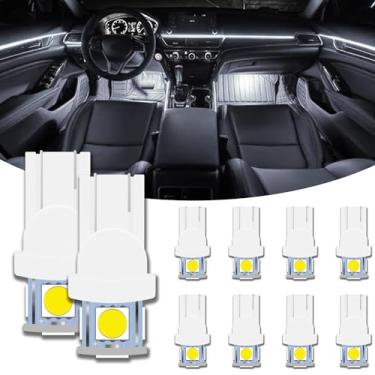 Imagem de UZZH 10 PCS 194 T10 Lâmpada LED, 5050 5SMD Chips Lâmpadas LED de placa de licença, 6000K Super Brilhante Substituição LED Interior Lâmpadas de Carro para Painel Dome Mapa Porta Painel Luzes (Branco)