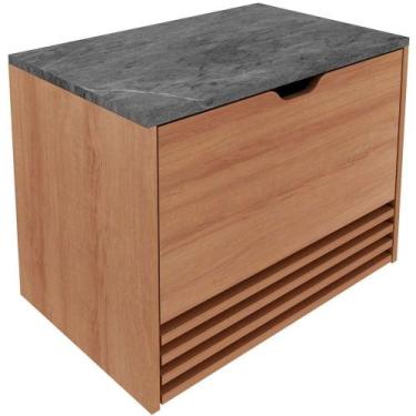 Imagem de Gabinete De Banheiro 60 Cm 1 Porta 1 Gaveta Sâmia Amêndoa/mármore Luna