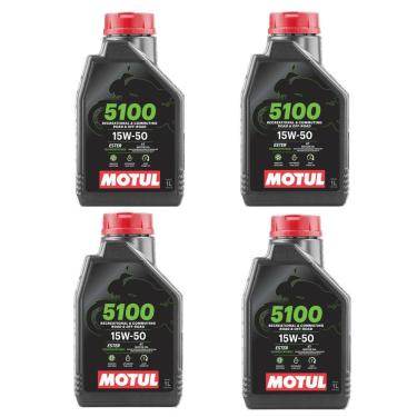 Imagem de Óleo Moto Motul 5100 15w50 Semissintético 1l Honda DUCATI Ninja 300 Bmw 4 UNIDADES
