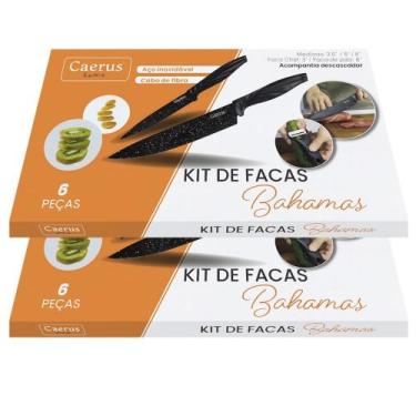 Imagem de Kit Com 2 Jogos De Facas Em Aço Inox E Descascador Caerus Home Bahamas