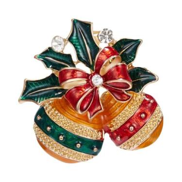 Imagem de Broche de Pino Esmaltado de Natal Feminino - Boneco de Neve, Sinos e Á