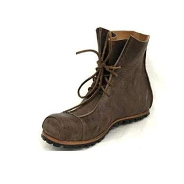 Imagem de Bigfanshu Bota masculina moderna de couro PU com cadarço casual clássica moderna elegante bota masculina com laço com cadarço sem cadarço botas de combate no meio da panturrilha, Preto, 13 Wide