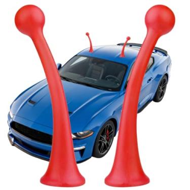 Imagem de 1 par de decalques de teto de carro tentáculos de caracol 3D adesivos de antena alienígena legal para decoração externa de carro - vermelho