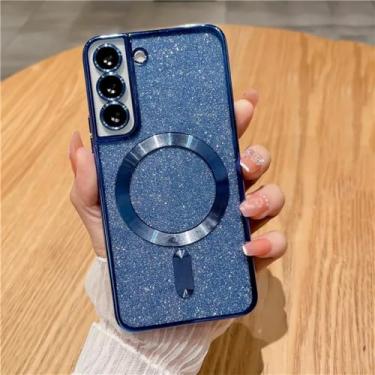 Imagem de Capa de telefone com brilho magnético chapeado para Samsung Galaxy S24 S23 S21 FE S22 Plus Ultra Soft TPU capa traseira, azul marinho, para Samsung S23Ultra