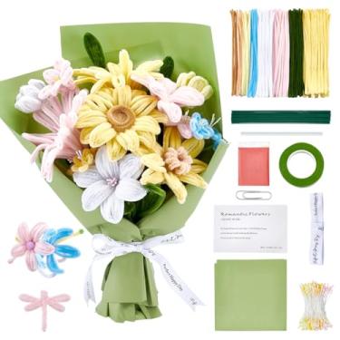 Imagem de Peacoblue Conjunto de 500 peças de limpadores de cachimbo com fios florais e fita de jardinagem, hastes de chenille para fabricação de buquê de jardim Monet