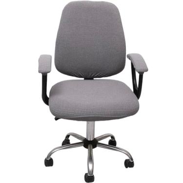 Imagem de Melaluxe Capa para cadeira de escritório com capas de apoio de braço, capa de cadeira de mesa elástica universal, capas de cadeira de computador - cinza claro