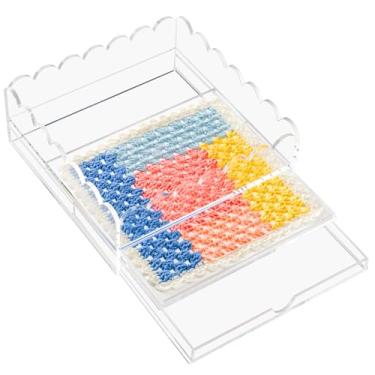 Imagem de Bandeja de acrílico recortada com gaveta deslizante – Bandeja de acrílico transparente personalizável de camada dupla grande de 23 x 23 cm para inserir fotos, arte, bordado, tecido, mensagens de