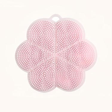 Imagem de Esfregador e suporte de panela de silicone 2 em 1, tripé resistente ao calor para bancada, limpeza e proteção frente e verso, pode ser lavado na lava-louças (rosa)