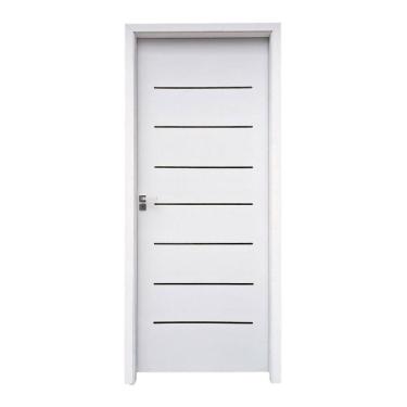 Imagem de Kit Porta de Madeira 215x86cm Batente 20cm com Guarnição Cristal Primer Uniportas