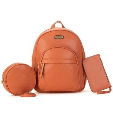 Imagem de Mochila Feminina Escolar Média Kit Bolsa Feminina Redonda-Feminino