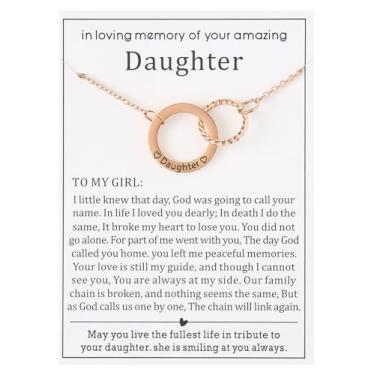 Imagem de JINGMARUO Colar de 2 círculos entrelaçados para presente de simpatia para a perda de um ente querido, lembrança de luto para marido, filho, filha, lembrança, standard, Metal, Sem Pedra Preciosa