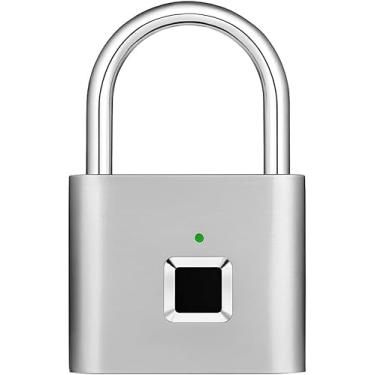 Imagem de Cadeado Biométrico com Impressão Digital Cinza