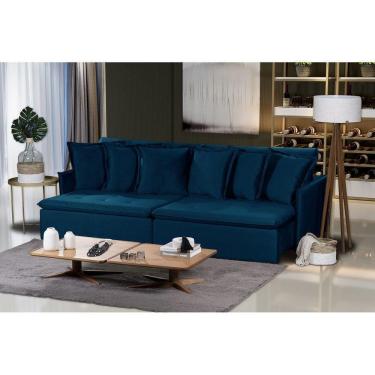 Imagem de Sofá Modular 5 Lugares 2.90 Mt Retrátil e Reclinável Azul