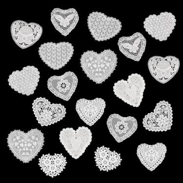 Imagem de letsinstyle 20 apliques de renda em forma de coração, apliques de costura de flores de coração bordados, apliques florais de poliéster para artesanato faça você mesmo, roupas, chapéu, acessórios de