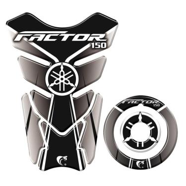 Imagem de Adesivo Protetor Tanque E Bocal Moto Yamaha Factor 150 Preto E Cinza