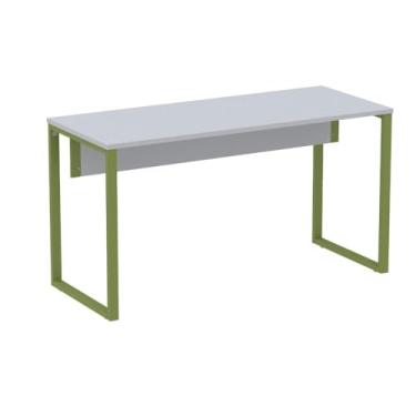 Imagem de Mesa Escritório P25 Tub Pandin 150 cm (larg) x 70 cm (prof) Tampo Mdp Cinza Pé Aço Tubular Verde