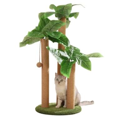 Imagem de AIXINPET Poste arranhador para gatos, árvore arranhadora para gatos com 3 postes de torre de sisal e 2 bolas para pendurar, torre alta para gatos internos e adultos, decoração natural da casa, protege