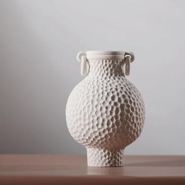 Imagem de Vaso de cerâmica para interior estilo vaso grego antigo com alça dupla (redondo de pedra)