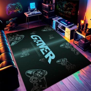 Imagem de Tapete de jogo: Tapete de jogador para quarto de meninos, tapetes coloridos de videogame de 152 x 101 cm com controle para sala de jogos e quarto, antiderrapante, tapete de área de fácil limpeza