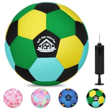 Imagem de Lemmeko Bola de futebol infantil tamanho 3 bola de futebol infantil, bolas de futebol silenciosas, presentes para meninos e meninas de 1 a 5 anos, bolas de futebol de espuma macia com bomba