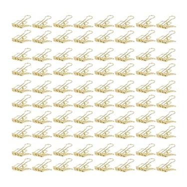 Imagem de Grampos de pasta oca grampos de papel de fio de metal 80 peças design oco resistente força de fixação forte para organização de estudo de escola em casa de escritório (Ouro)