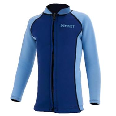 Imagem de Jaqueta infantil de neoprene de 1,5 mm-3 mm, manga comprida, camiseta com zíper frontal, maiô molhado para snorkeling, mergulho, natação, natação (1,5 mm azul, GG)