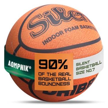 Imagem de Aompnik Bola de basquete silenciosa. Bola de basquete 2025 Pro PU Dribble Dream Foam, bola silenciosa para treinamento em casa e atividades internas - Tamanho oficial 7 (75 cm) com manga de bola.