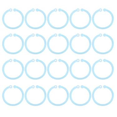 Imagem de Anéis de plástico transparentes, flexíveis, duráveis, folhas soltas, fichário, para escola, escritório, casa, documentos, notebook, material pe, 20 peças, 3x3cm (Azul Transparente)