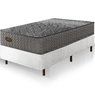 Imagem de Cama Box Solteiro King Branca Colchão Pergamino Molas Ensacadas 96x203