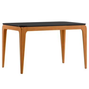 Imagem de Mesa De Jantar Para 4 Lugares 1,20m Tampo Mdf Com Vidro Aurea Ypê/preto - New Ceval