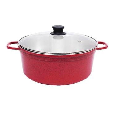 Imagem de Panela De Alumínio Fundido Grosso Avulsa Grande 10l Vermelha Pig