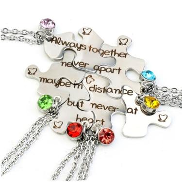 Imagem de TISDA Colar 5 BFF Best Friend Puzzle Friendship Sister Pendant para 6, Large, Aço inoxidável, Sem Pedra Preciosa