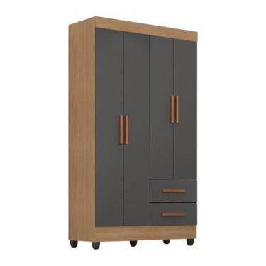 Imagem de Roupeiro Lite 4 Portas 2 Gavetas Guarda-Roupa Solteiro - - Móveis Leão