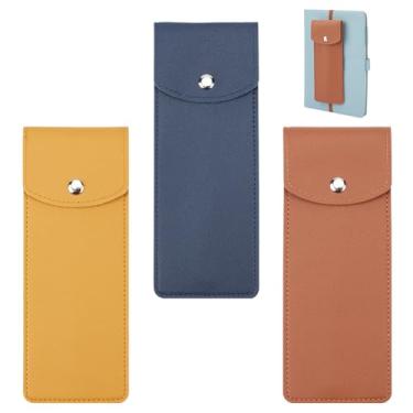Imagem de PH PandaHall Porta-canetas elástico ajustável em 3 cores para cadernos, estojo de couro, canetas, organizador de bolso para escritório, agenda, livros, diários, capa dura, 16,8 x 6,5 cm