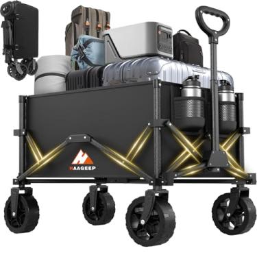 Imagem de Vagão dobrável com rodas, carrinhos de vagões portáteis dobráveis, carrinho dobrável para mantimentos, vagão utilitário de compras de jardim esportivo